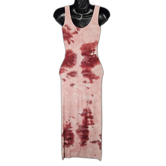 Enza Costa Silk Rib Tank Dress Midi Tie-Dye Pinks Lux Basics Size Small/XS - Picture 2 of 6